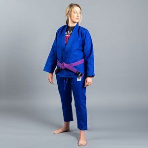 Scramble Brand Womens Gi for BJJ Blue Top and Pants Sz F4